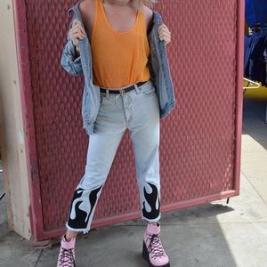 BLACK FLAME HIGHWAISTED JEANS FOR SALE